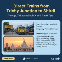 Direct Trains From Trichy Junction To Shirdi: Timings, Ticket Availability, And Travel Tips (2026)